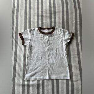 white t-shirt with brown outline